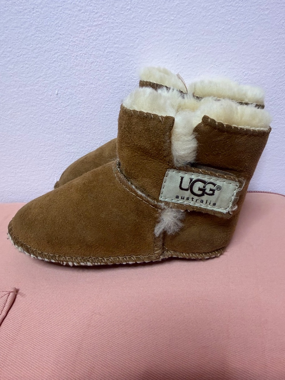 UGG Kids Chestnut Brown Suede Shearling Booties